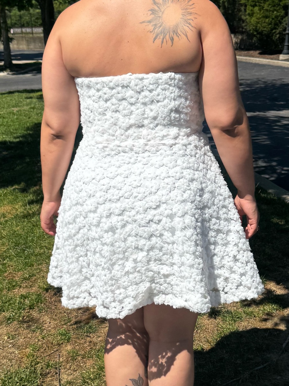 Anthropologie White Strapless Floral Appliqué Mini Dress - Picture 2 of 4